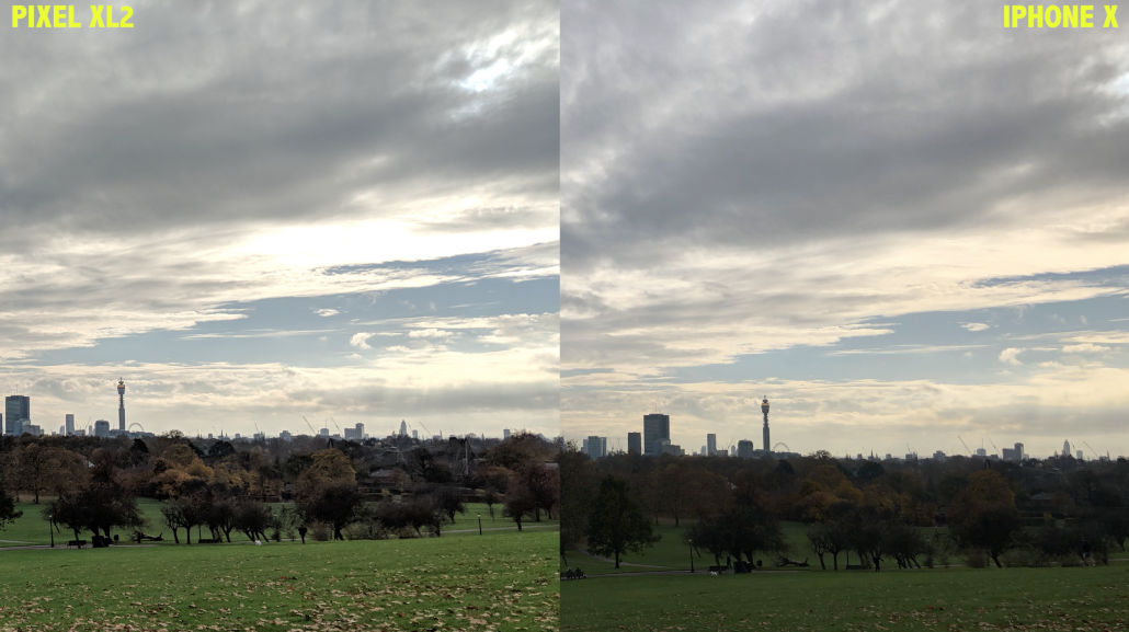 London Skyline shot iPhone X vs Google Pixel 2 XL Camera 