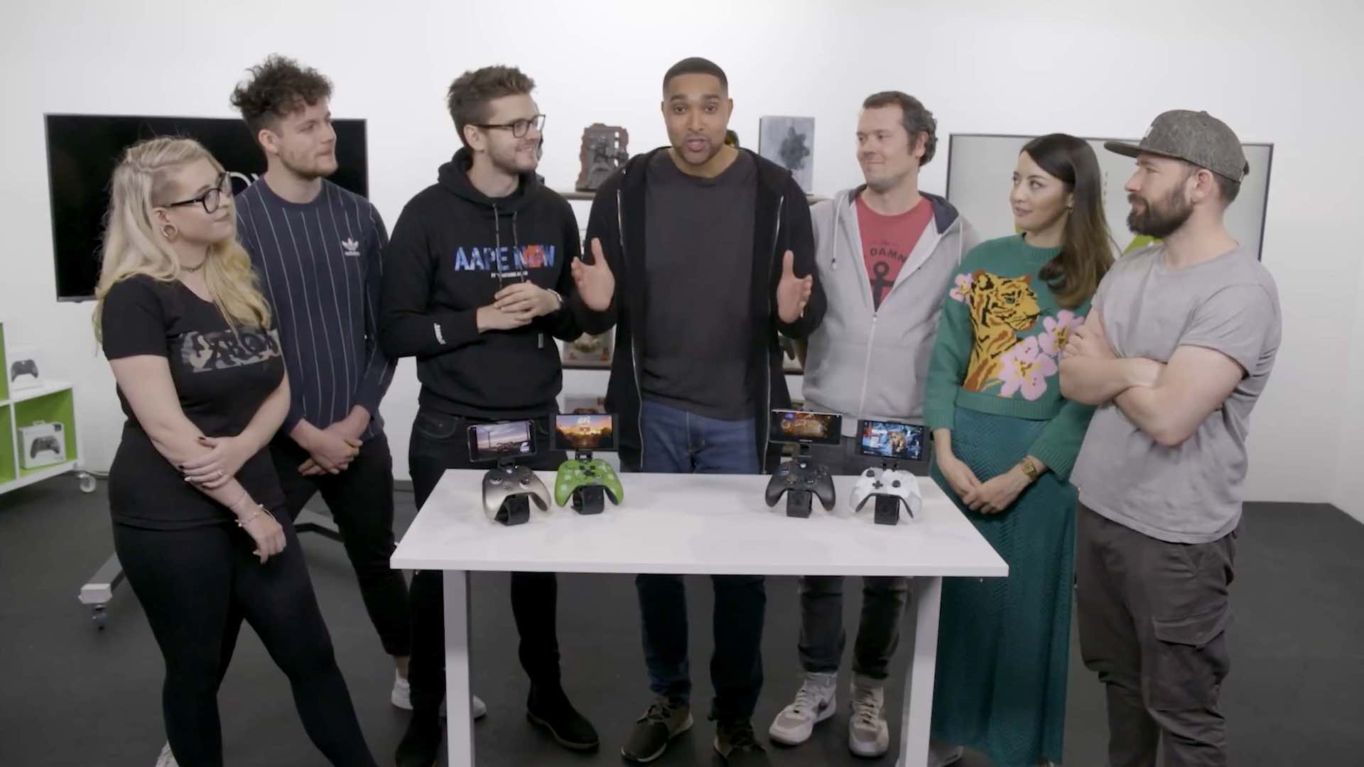 Marcus Bronzy Presenting with Xbox On and Outside Xbox