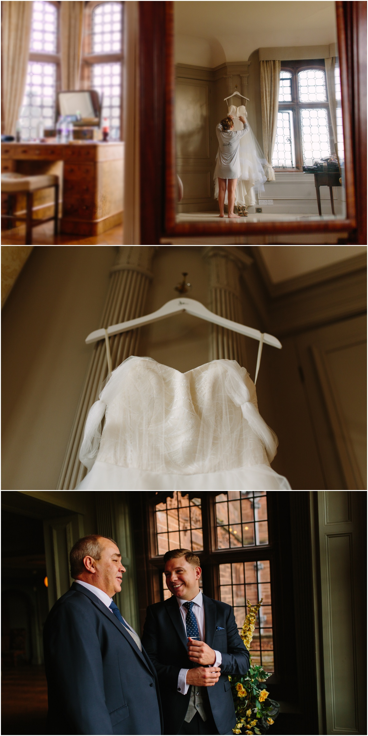 Cheshire Wedding-10003 wedding dress hanging up cheshire wedding
