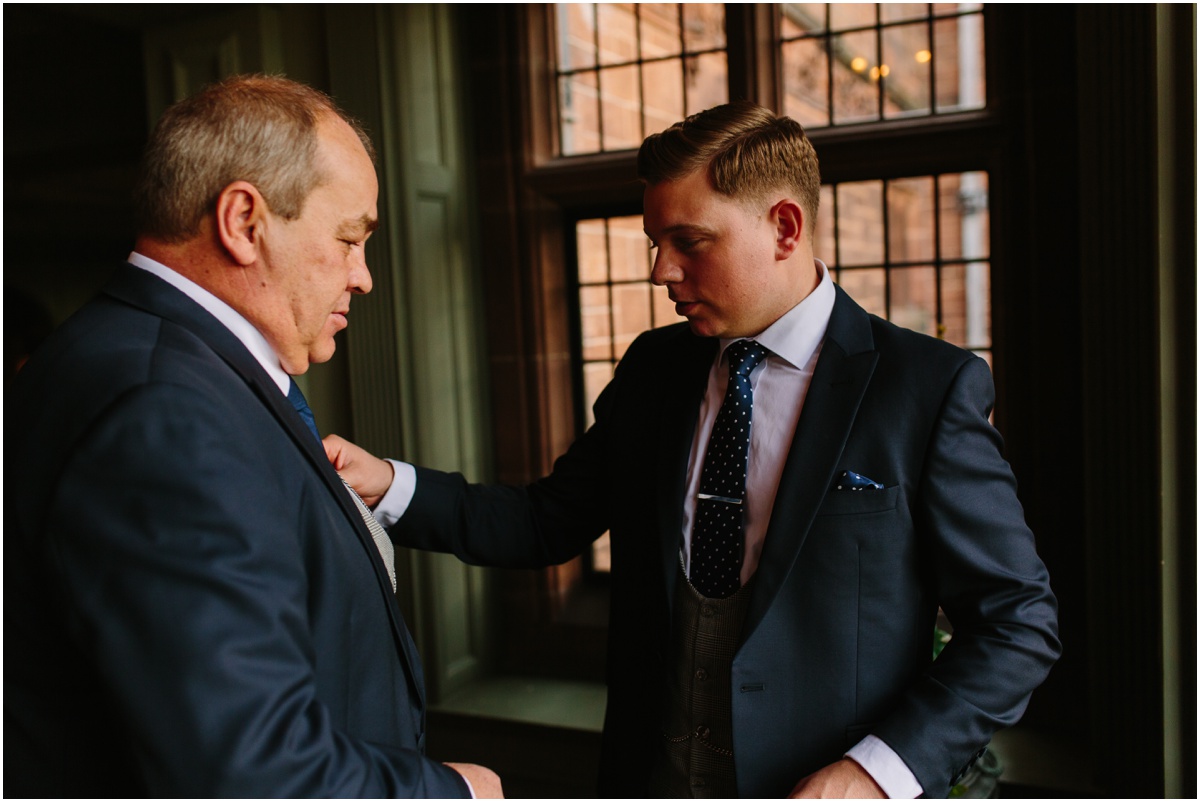 Cheshire Wedding-10006 groom and dad at thornton manor cheshire