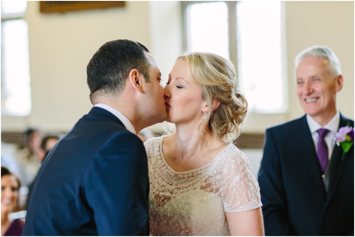 wedding Photography Bride and groom kissing in the church Lancashire wedding