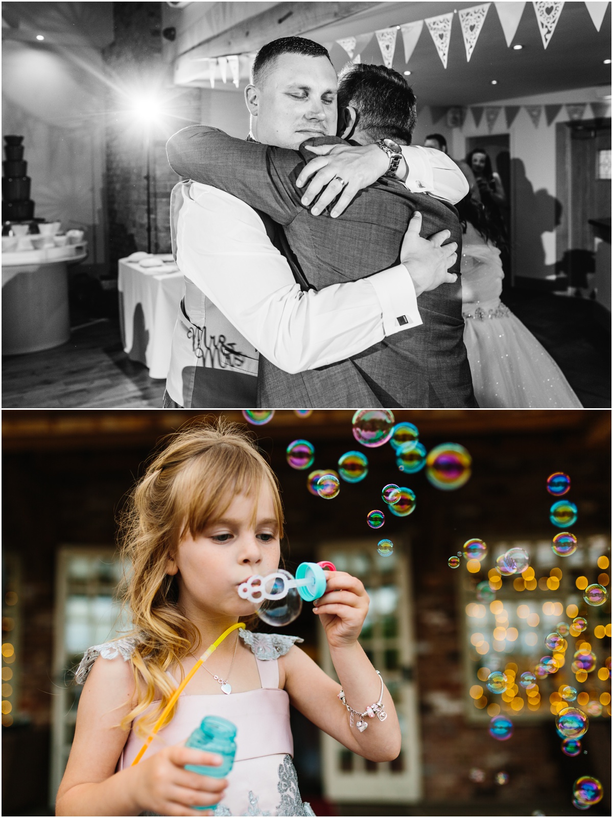 charnock farm wedding little girl blowing bubbles wedding chornock farm