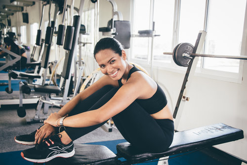 Sexy Asian woman in fitness vintage color tone